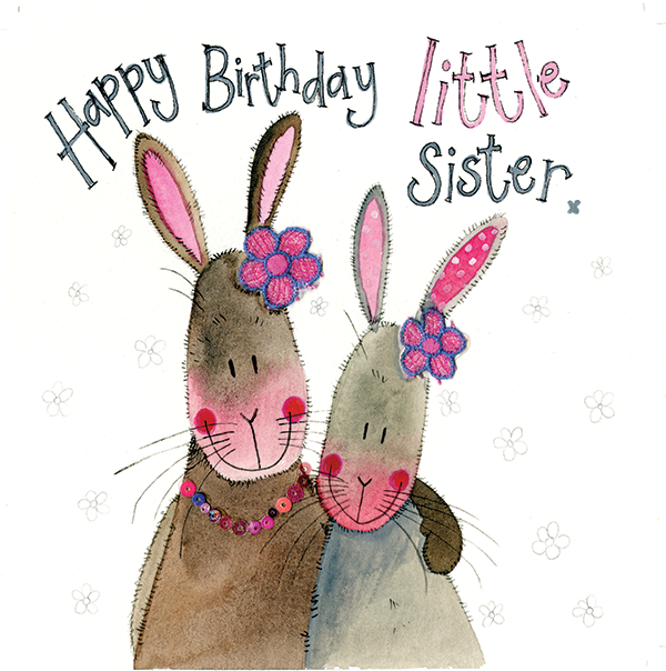 Bunnies Little Sister Birthday Card by Alex Clark