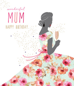 Party Dress & Champagne Mum Birthday Card