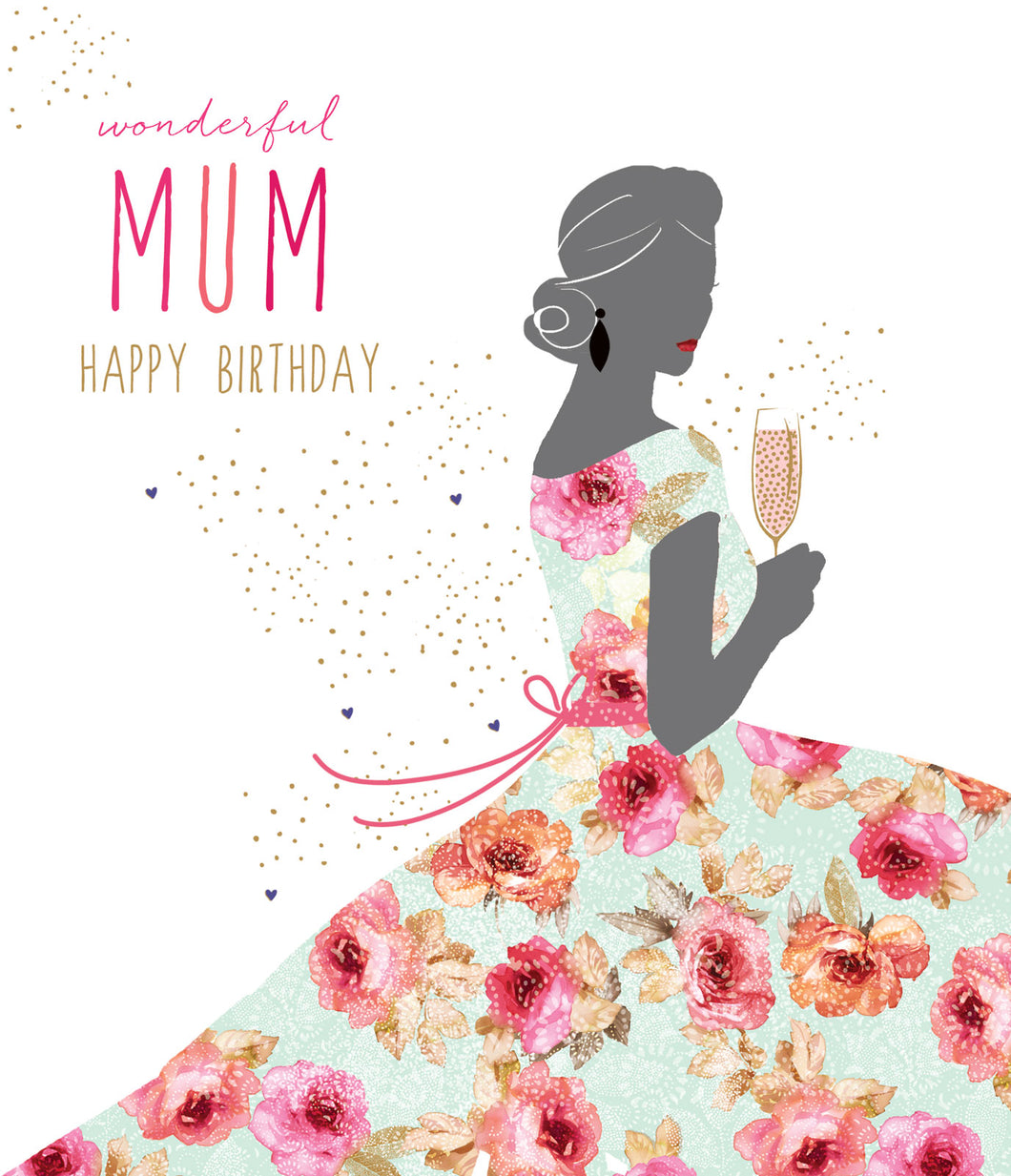 Party Dress & Champagne Mum Birthday Card