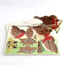 Load image into Gallery viewer, Hap Bee Birthday , Robin &amp; Bee 3D Pop Up Wooden Postcard
