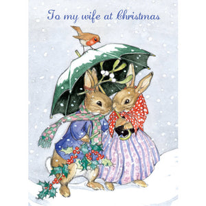 To My Wife Rabbits In The Snow Christmas Card