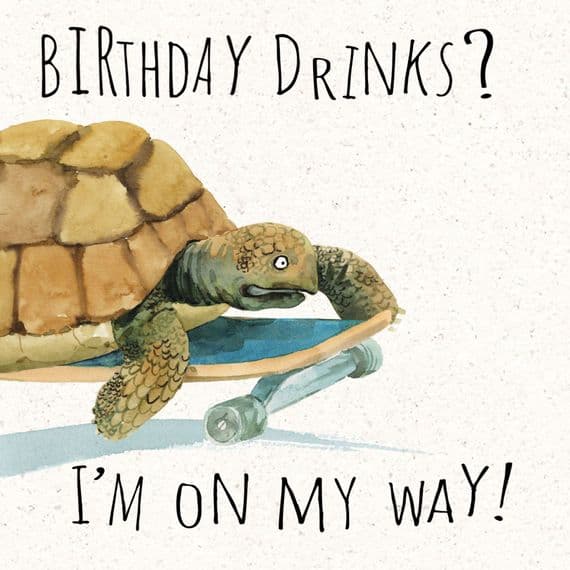 Skateboarding Tortoise Birthday Card