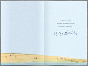 Sailing Boat Beach Scene Birthday Card