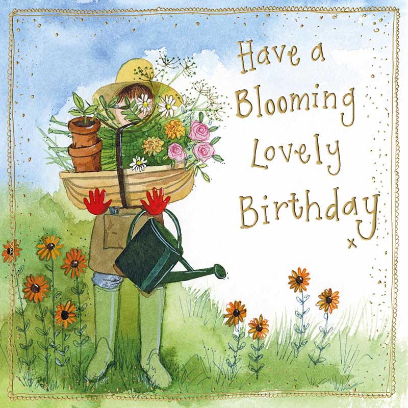 Have A Blooming Lovely Birthday Lady Gardening Card by Alex Clark