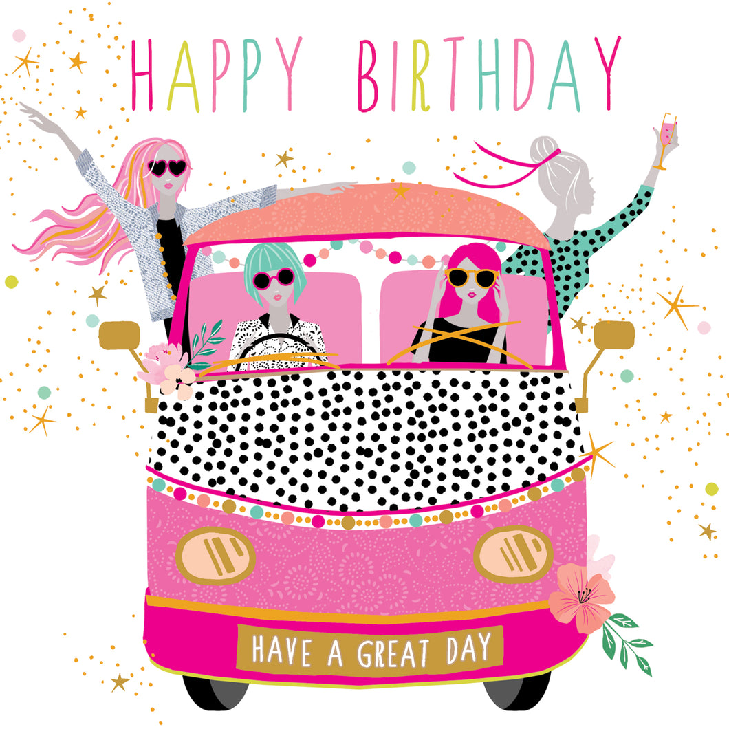 Girlie Campervan Party Birthday Card