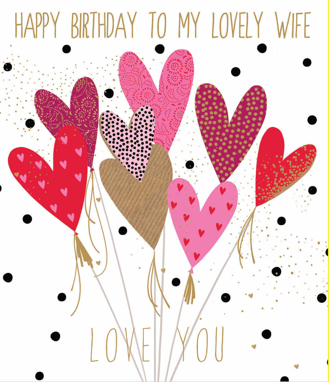 Hearts Wife Birthday Card