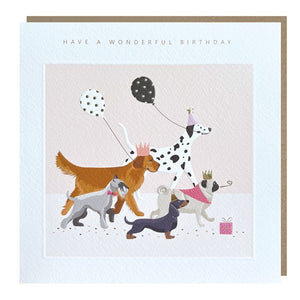 Dogs With Balloons Wonderful Birthday Card