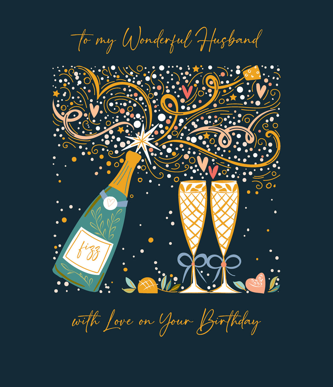 Champagne Husband Birthday Card