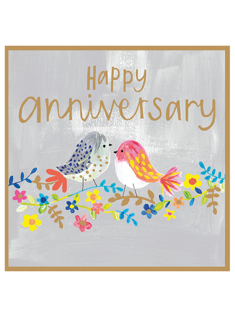 Colourful Birds Anniversary Card