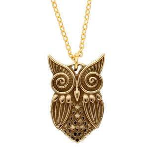 Bronze Owl Pendant Necklace