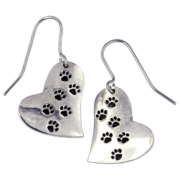 Pewter Paw Print Dog Earrings