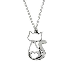 Pewter Cat Pendant Necklace