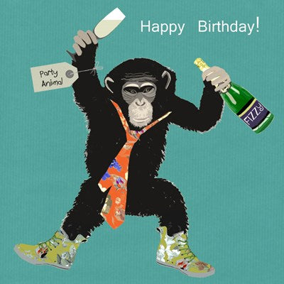 Party Animal Chimpanzee Birthday Card