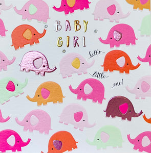 New  Baby Girl Elephants Card