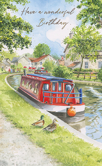 Canal Boat Birthday Card