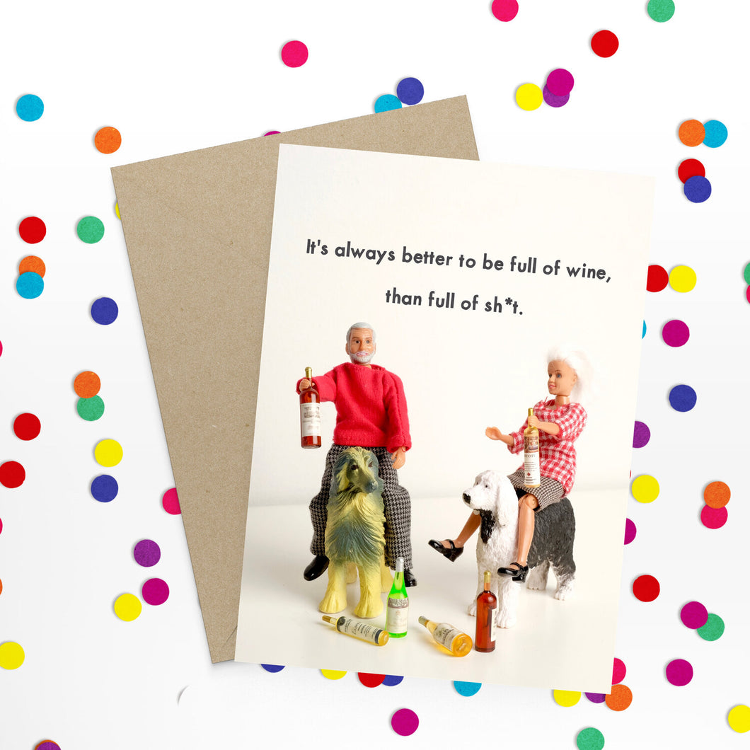 Full Of Wine Blank Card