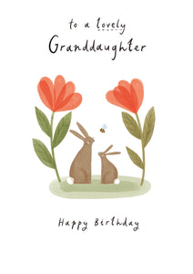 Granddaughter Flowers Bee Rabbits Birthday Card