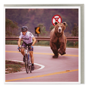 Grizzly Bear Chasing A Cyclist Blank Card