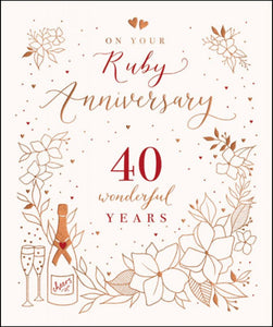 40th Ruby Wedding Anniversary Card