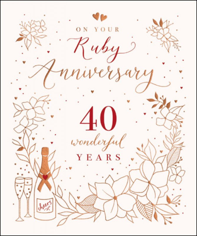 40th Ruby Wedding Anniversary Card