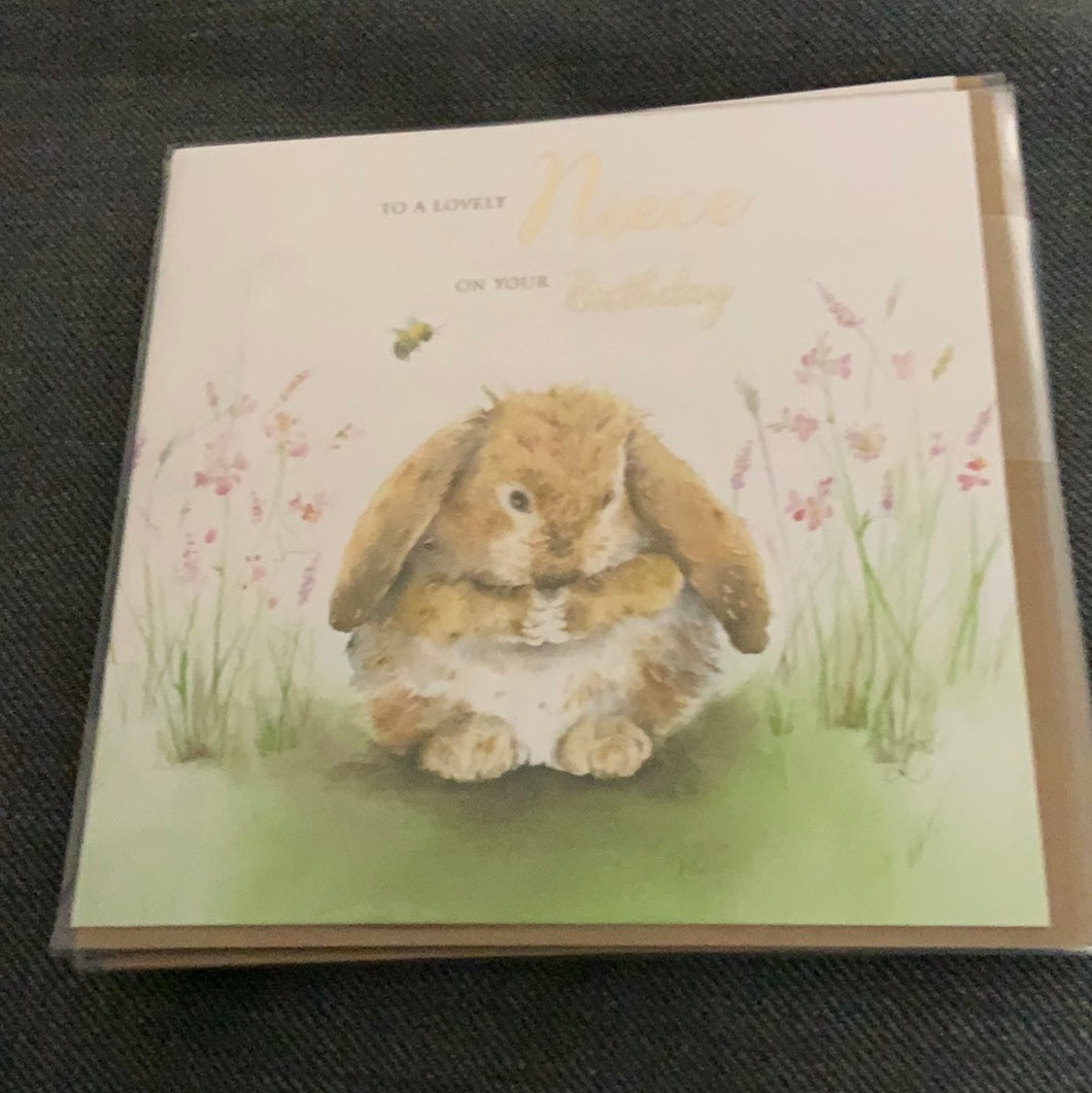 Bunny & Bee Niece Birthday Card