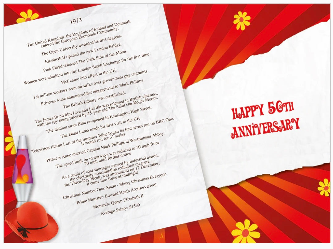 Married in 1973, 50th Golden Wedding Anniversary Kingfisher Cards & Gifts