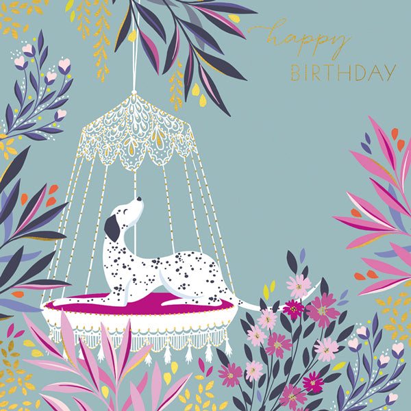 Dalmatian on a swing Birthday Card