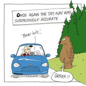 Sat Nav Bear Left Birthday Card