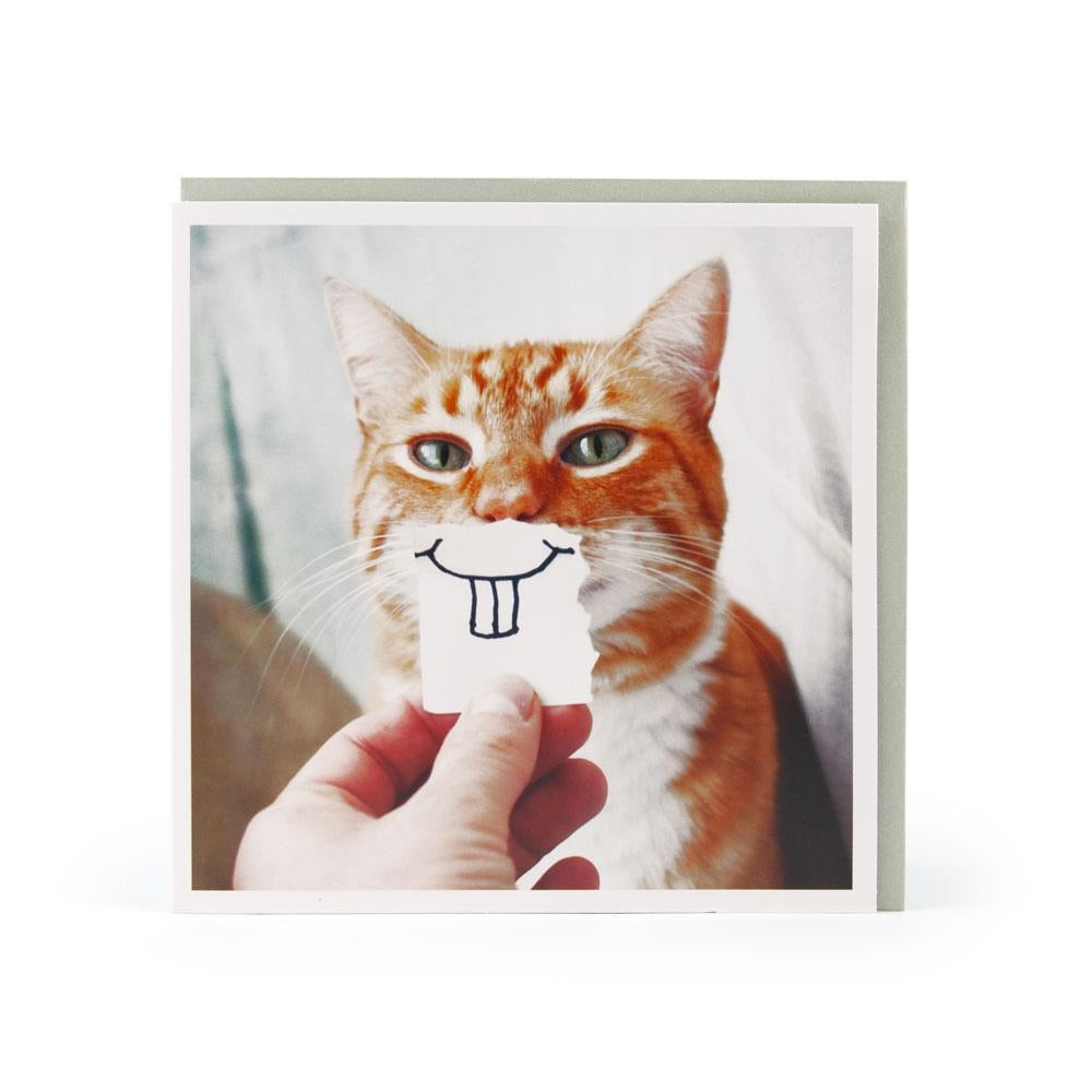 Smiling Ginger Cat Blank Card