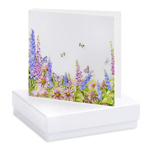 Meadow and Butterflies Boxed Silver Earring Card