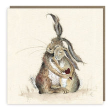 Load image into Gallery viewer, Hugging Hares Card
