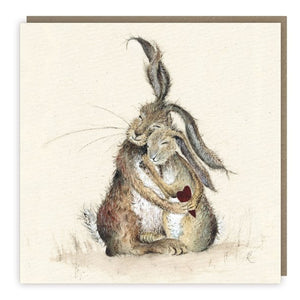 Hugging Hares Card