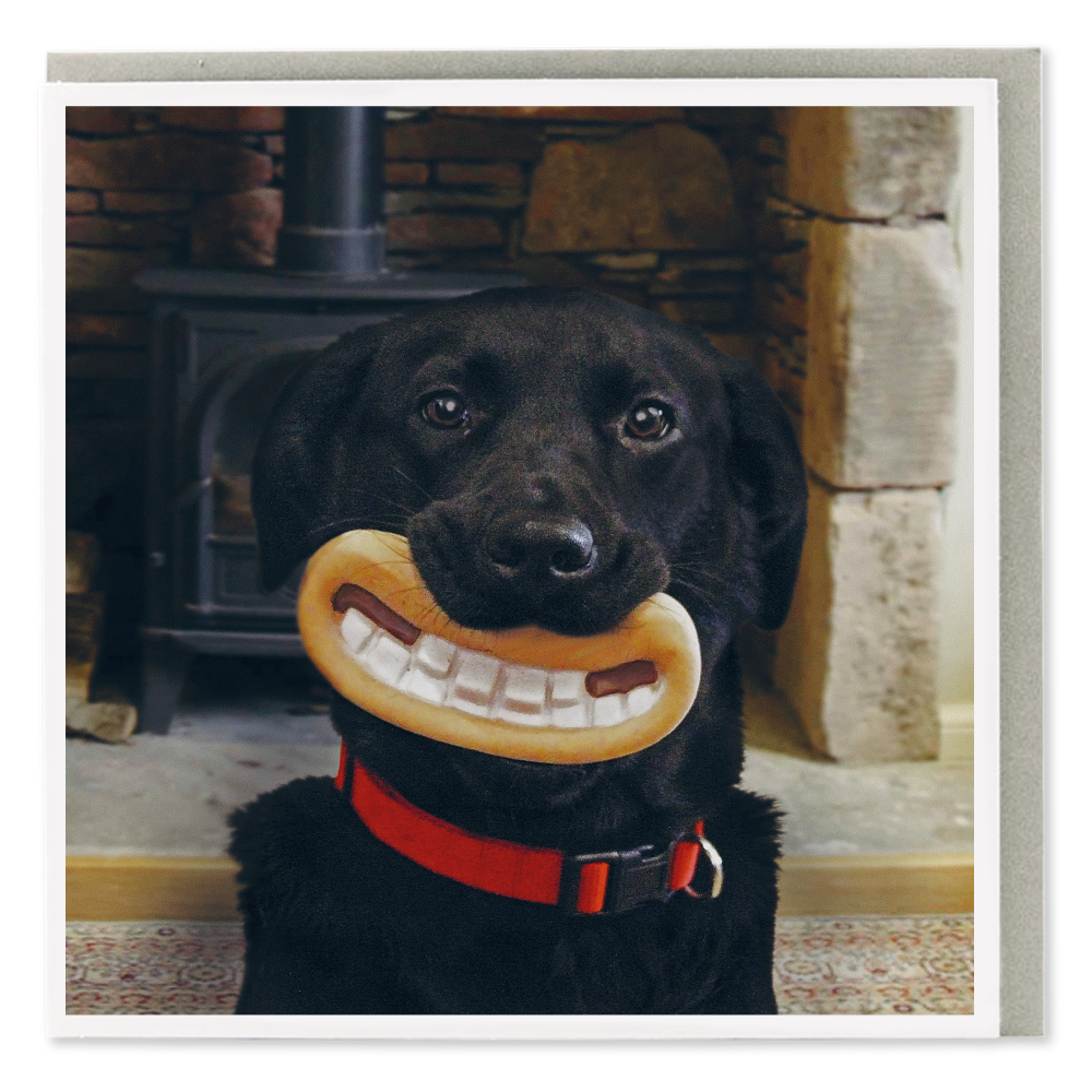 Smiling Black Dog Blank Card