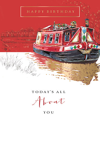 Canal Boat Birthday Card