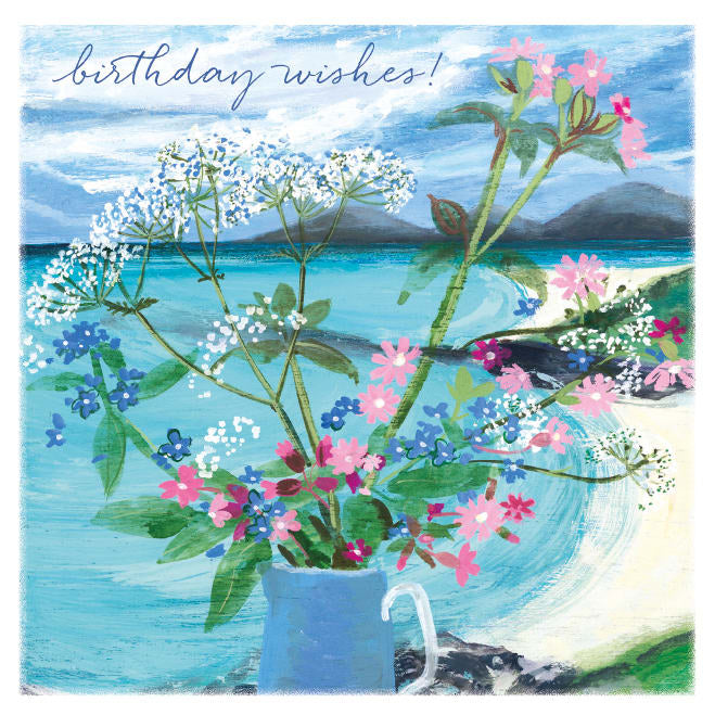 Pink Campion by the Sea Birthday Card