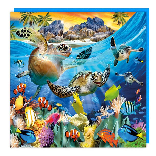 Sea Turtle /Tropical Fish/ Coral Reef Lenticular 3D Blank Card