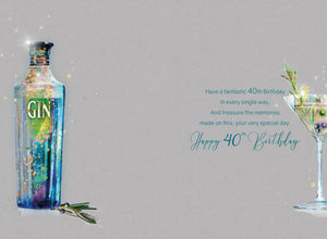 Gin 40th Birthday Card