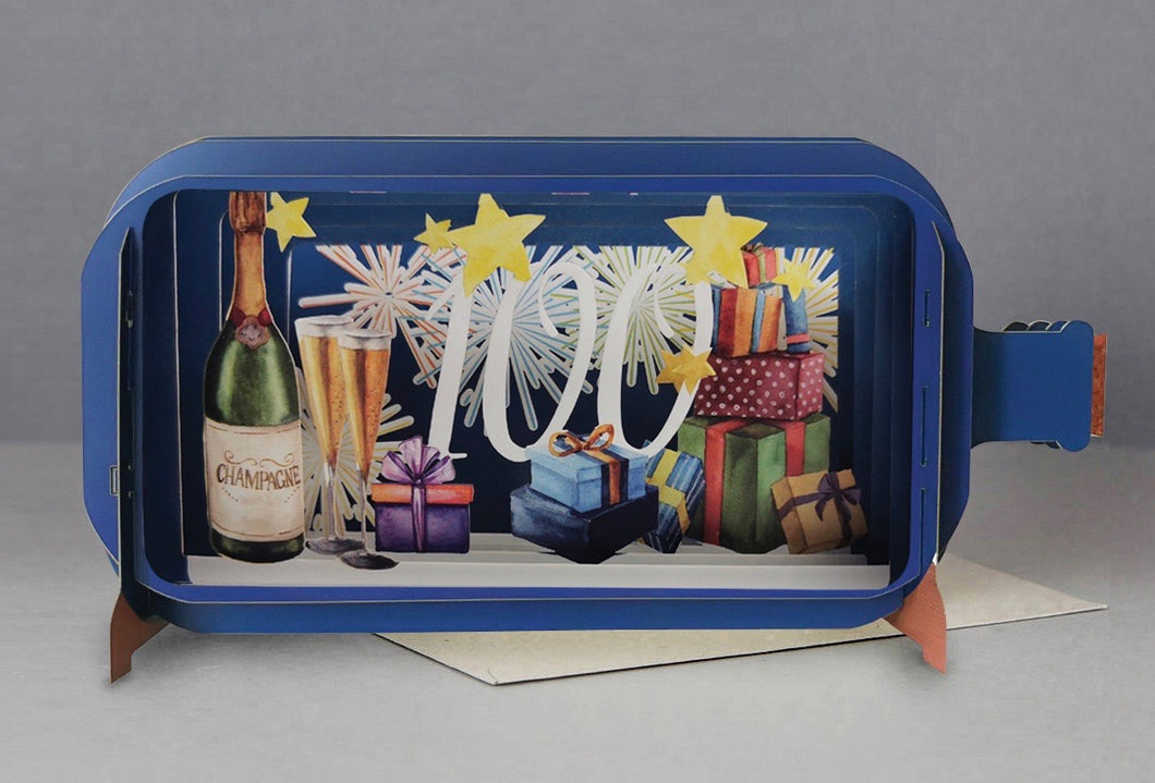 100th Birthday 3D Pop Up Bottle Card