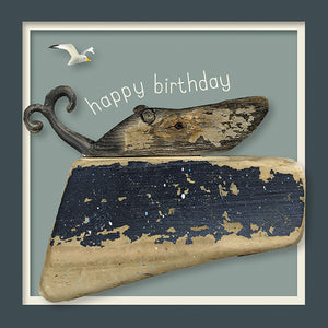 Driftwood Whale Birthday Card