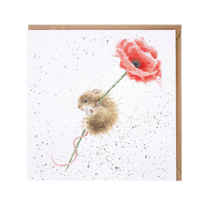 Mouse on Poppy Blank Card by Wrendale Designs