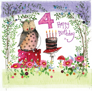 4th Owl Birthday Card