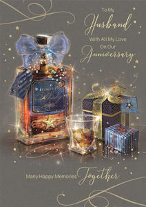 Husband Finest Whiskey Our Anniversary Card, Happy Memories Together