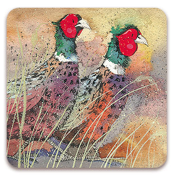 Pheasants Coaster by Alex Clark