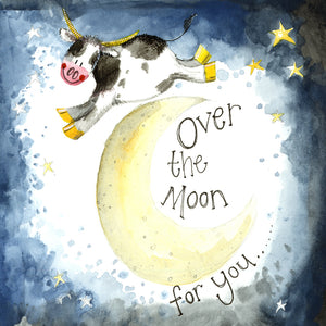 Over The Moon Congratulations Card