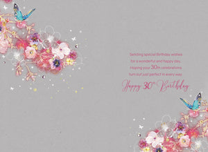 Fabulous Friend Butterfly & Flowers 30th Birthday Card