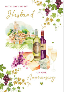 Husband Anniversary Wine and Cheese Card