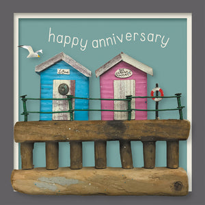 Beach Huts Anniversary Card