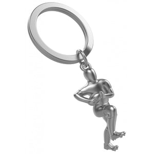 Chrome Rugby Player with Ball Keyring