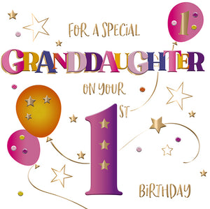 Granddaughter 1st Birthday Card