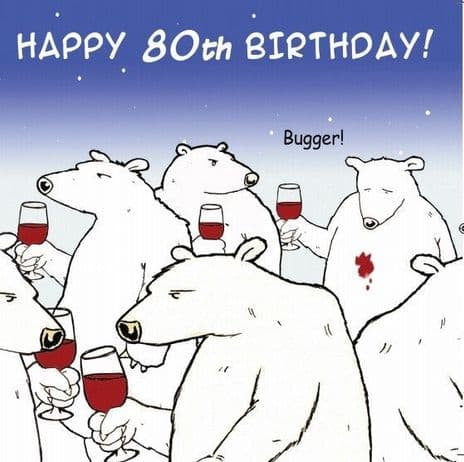 80th Polar Bear Birthday Card